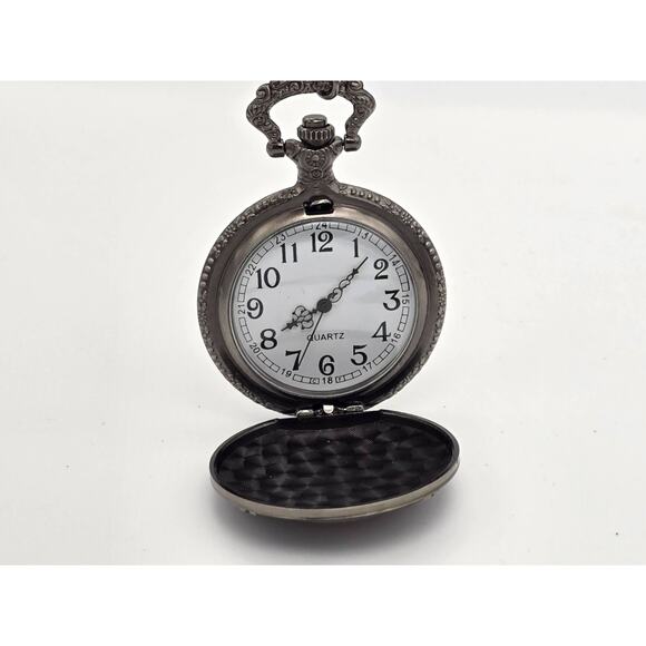Firefighter Pocket Watch – Vintage Look Silver Red Fireman Gift First Responder - Picture 3 of 10